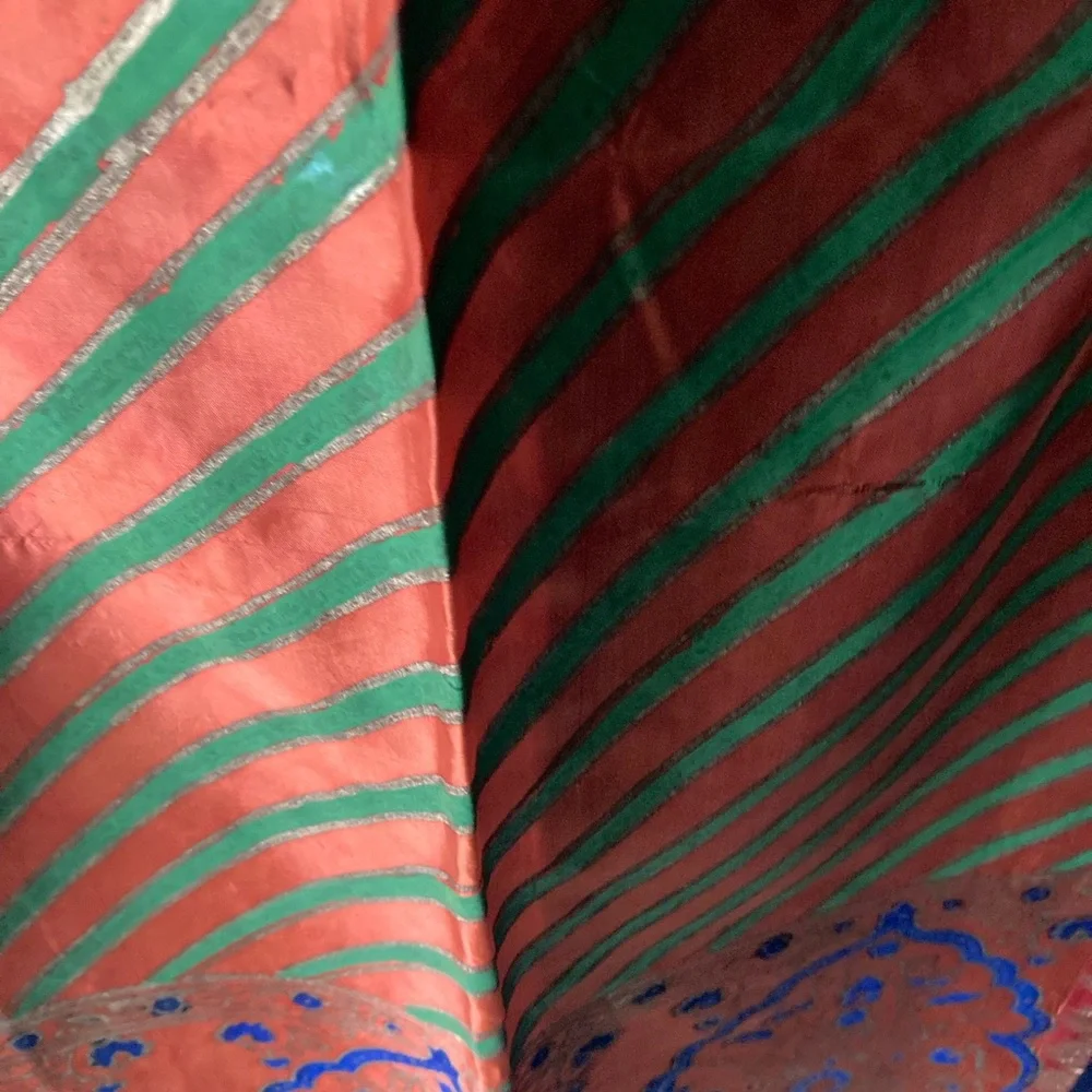 Multicolored Block printed silk stole/dupatta - Picture 14 of 16